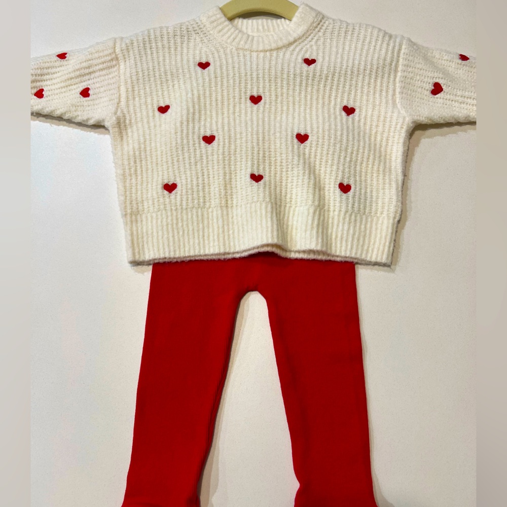 Cat & Jack Valentine’s Day Sweater & Leggings Set 9-12 Months
